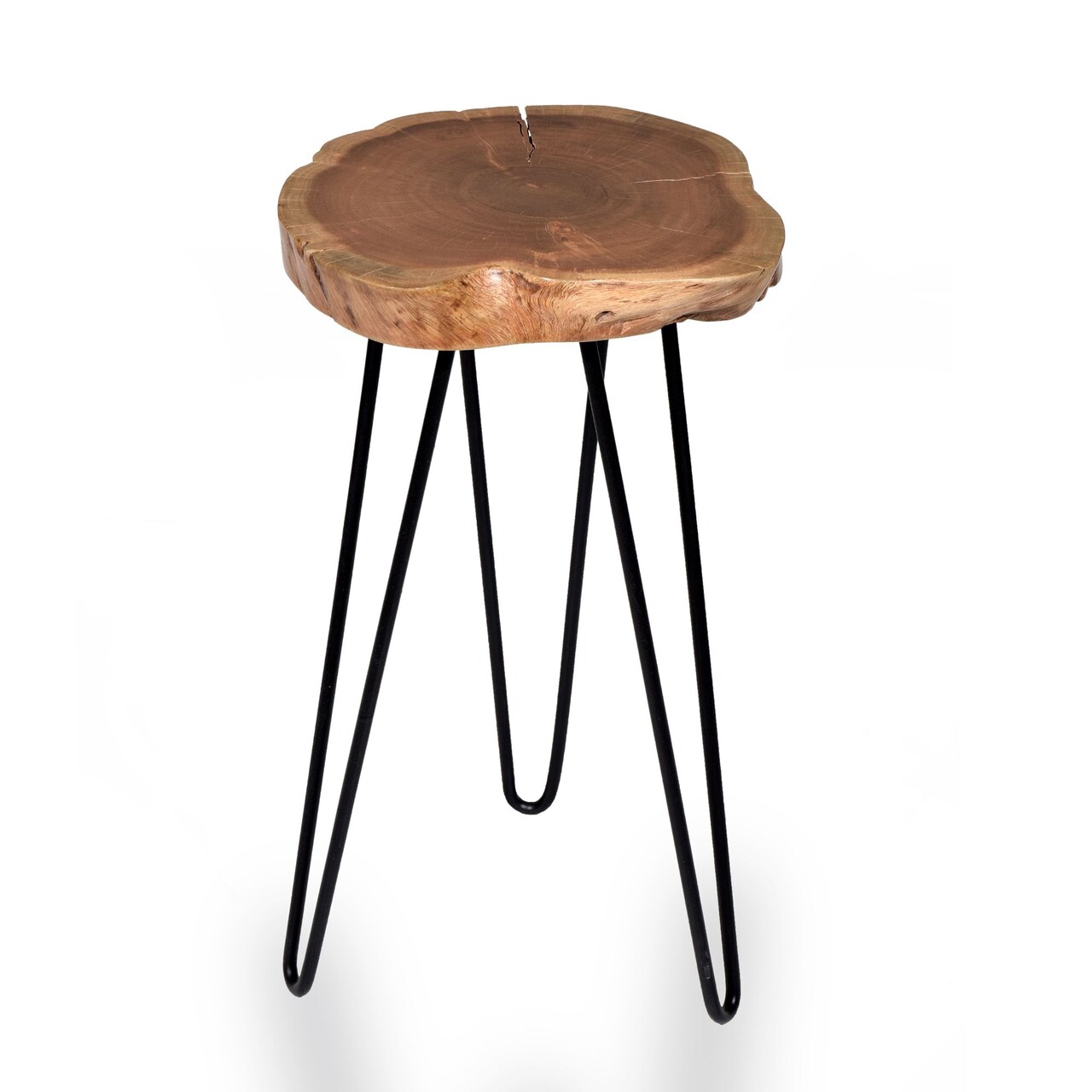 Contemporary Home Living 26" Brown and Black Accent Table with Hairpin Legs